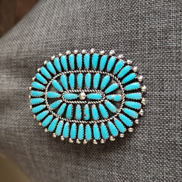 Stunning Large Native American Zuni Turquoise Cluster Pendant ππ©Ά - Picture 7 of 11